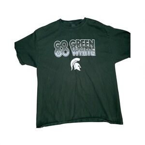 Pro Edge Michigan State University Dark Green Go Green White Men's T-Shirt XL